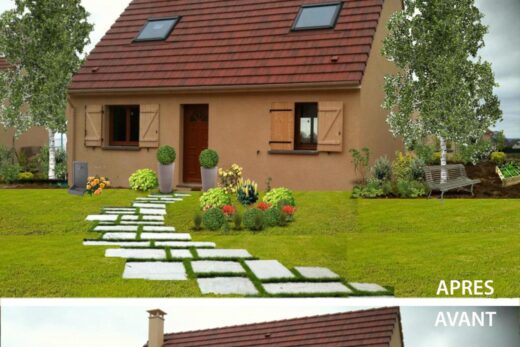 Landscaping of a suburban garden in Paris