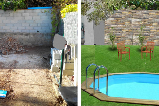 A maintenance-free garden with swimming pool
